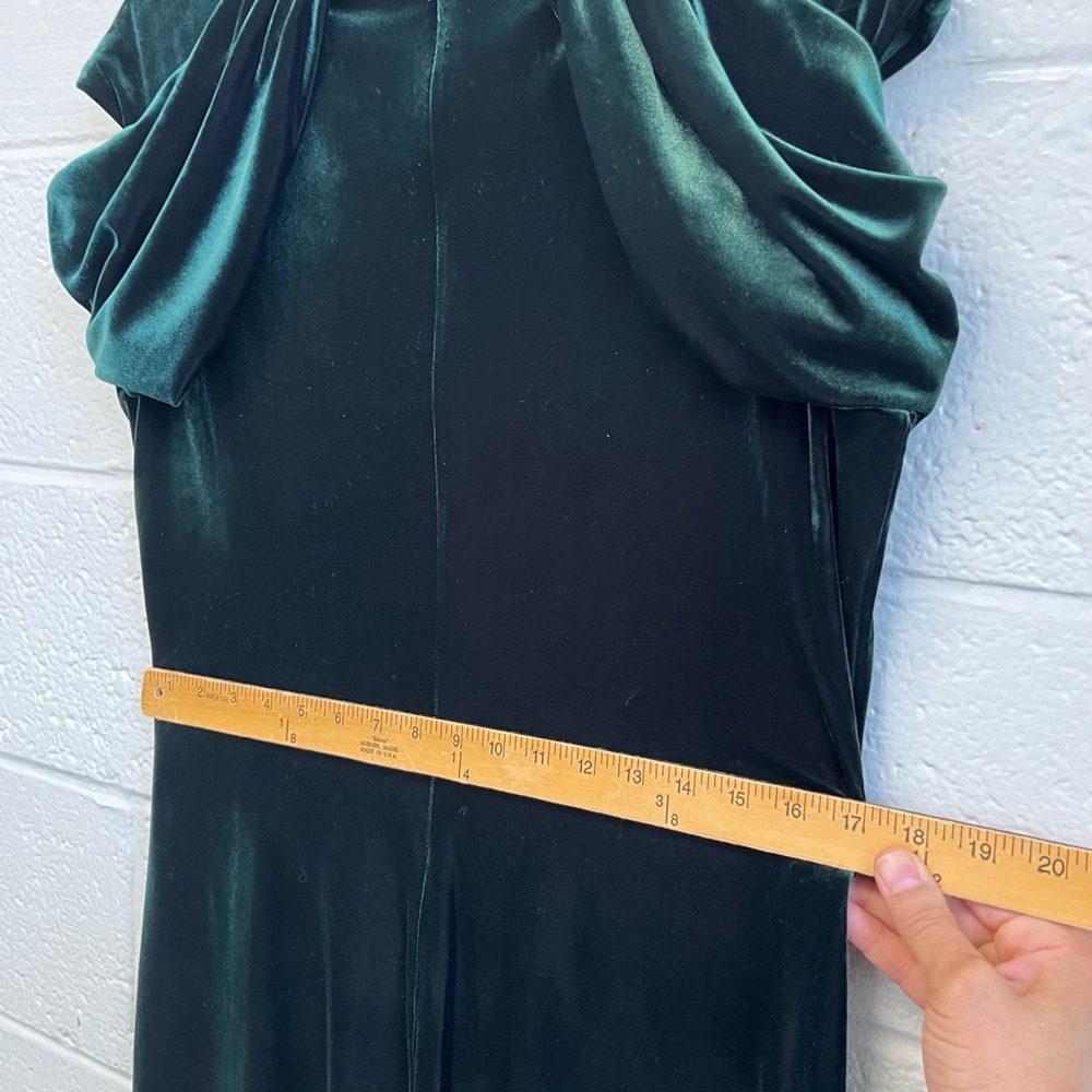 Ralph Lauren LAUREN Green Velvet Ruched Dress Sz. 14 NWT - Picture 8 of 12